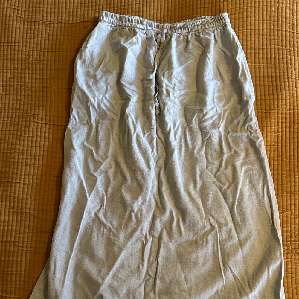 Cream linen skirt with stretch waistband